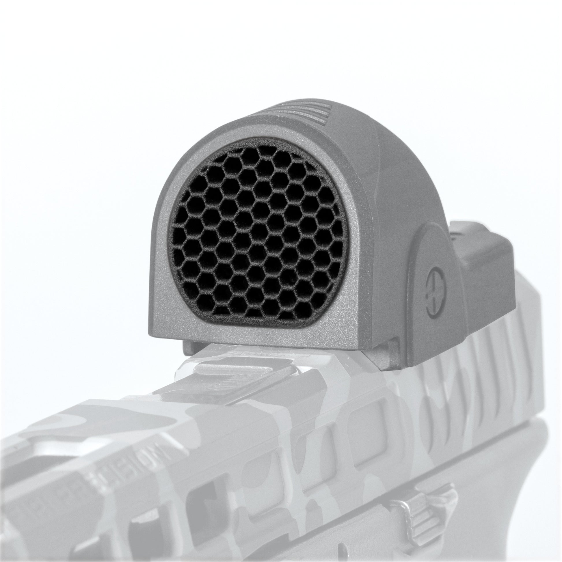 Optic Scope Cover with GlareGard Killflash Lens Installed for Trijicon® SRO - Close up