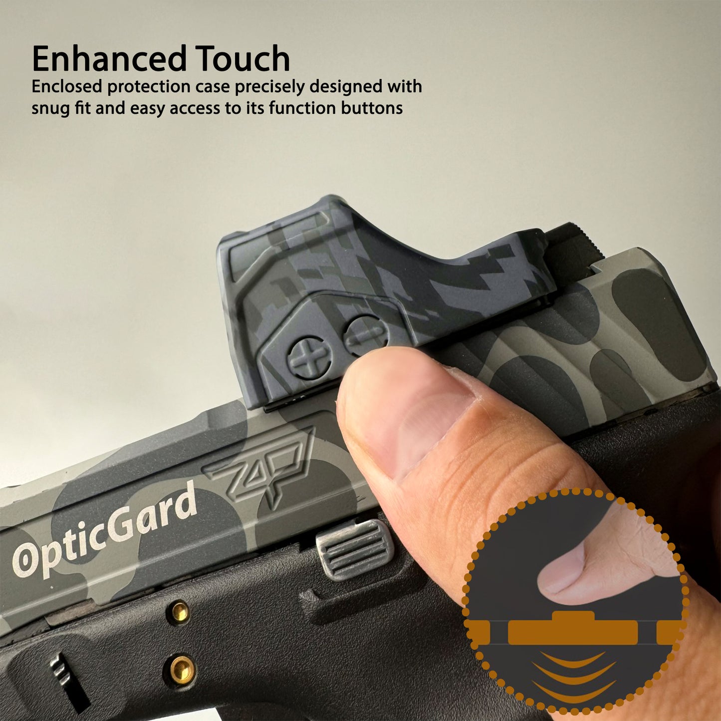 OpticGard Scope Cover for Holosun® 507C Gunmetal Gray Camo Enhanced Touch