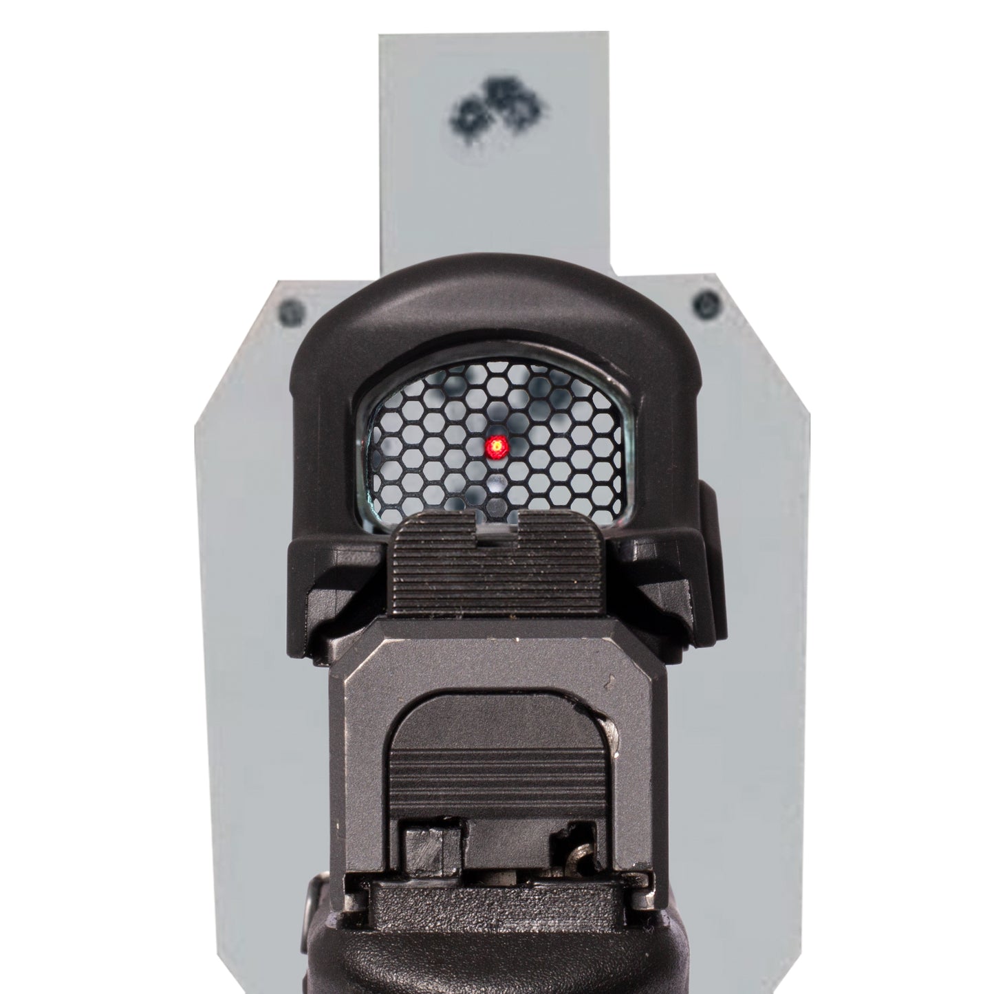 Black Optic Scope Cover with GlareGard Killflash Lens Installed for Holosun® 507C - Rear View