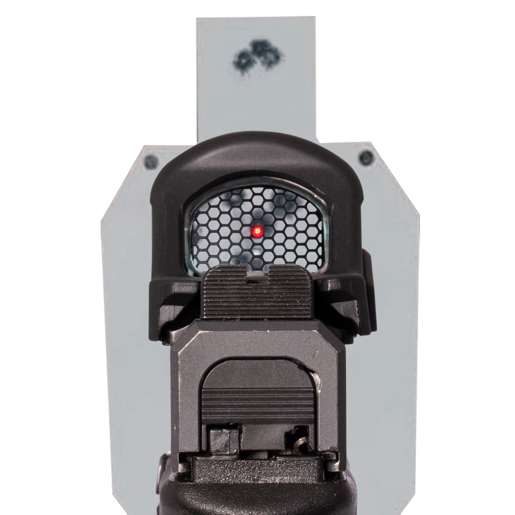 Black Optic Scope Cover with GlareGard Killflash Lens Installed for Holosun® 507C - Rear View