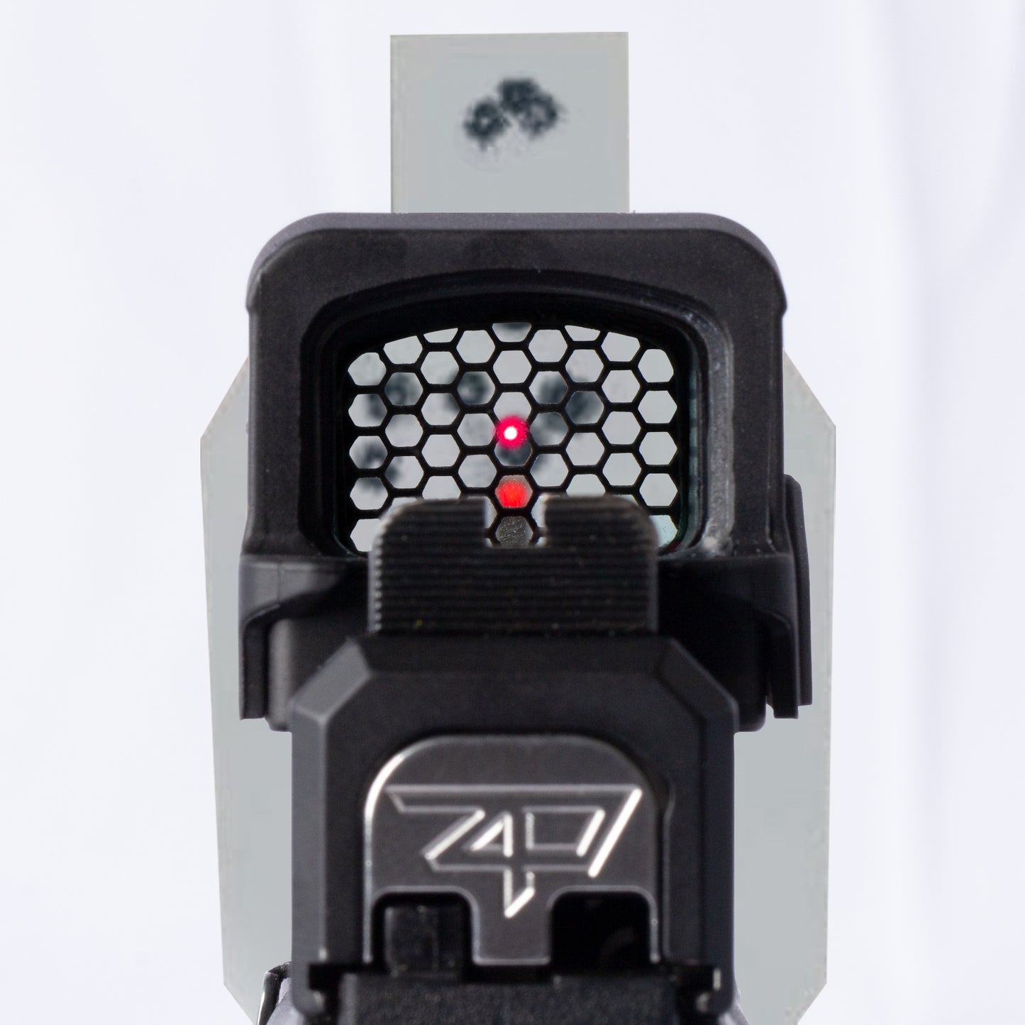 Black Optic Scope Cover with GlareGard Killflash Lens Installed for Holosun® 509T - Rear