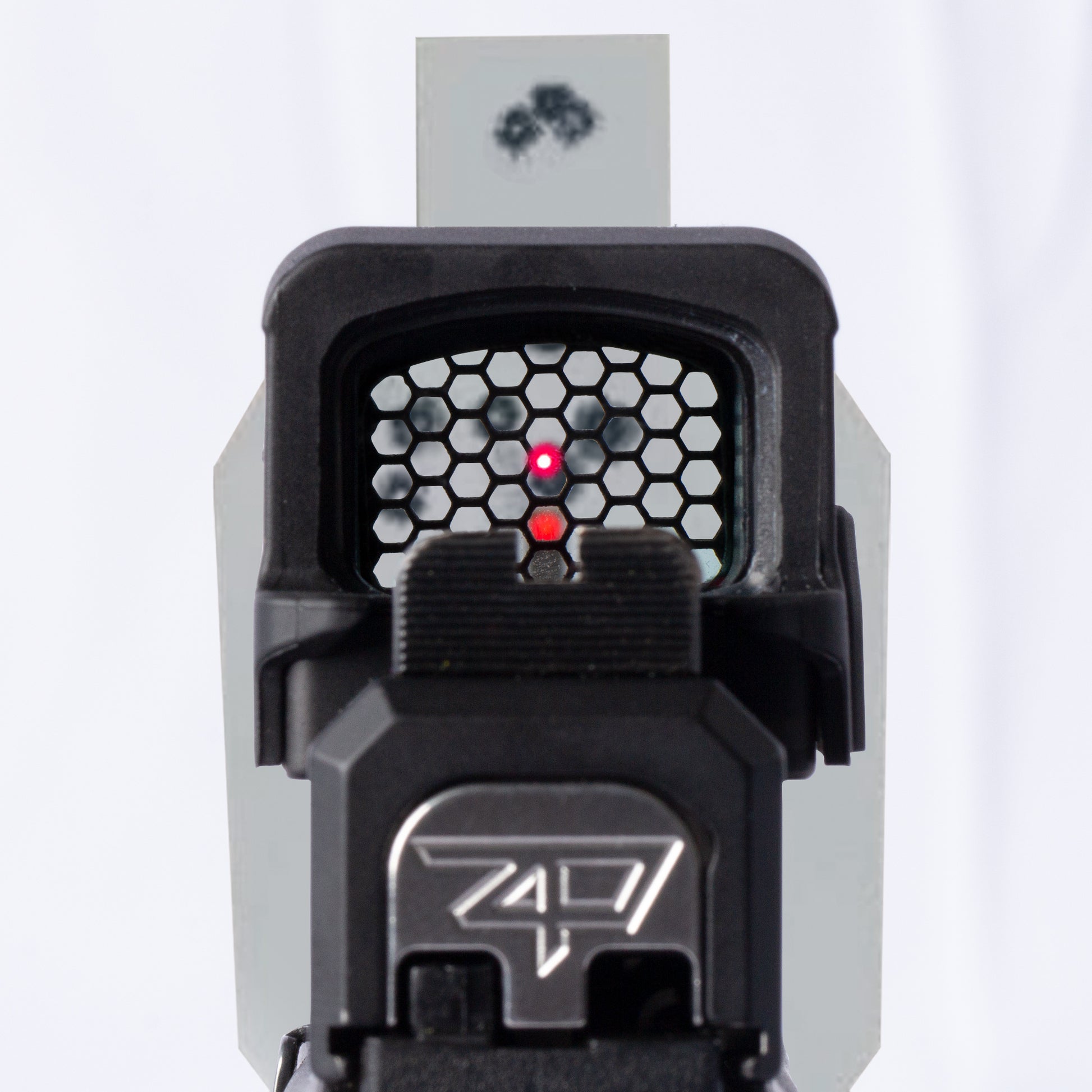 Black Optic Scope Cover with GlareGard Killflash Lens Installed for Holosun® 509T - Rear
