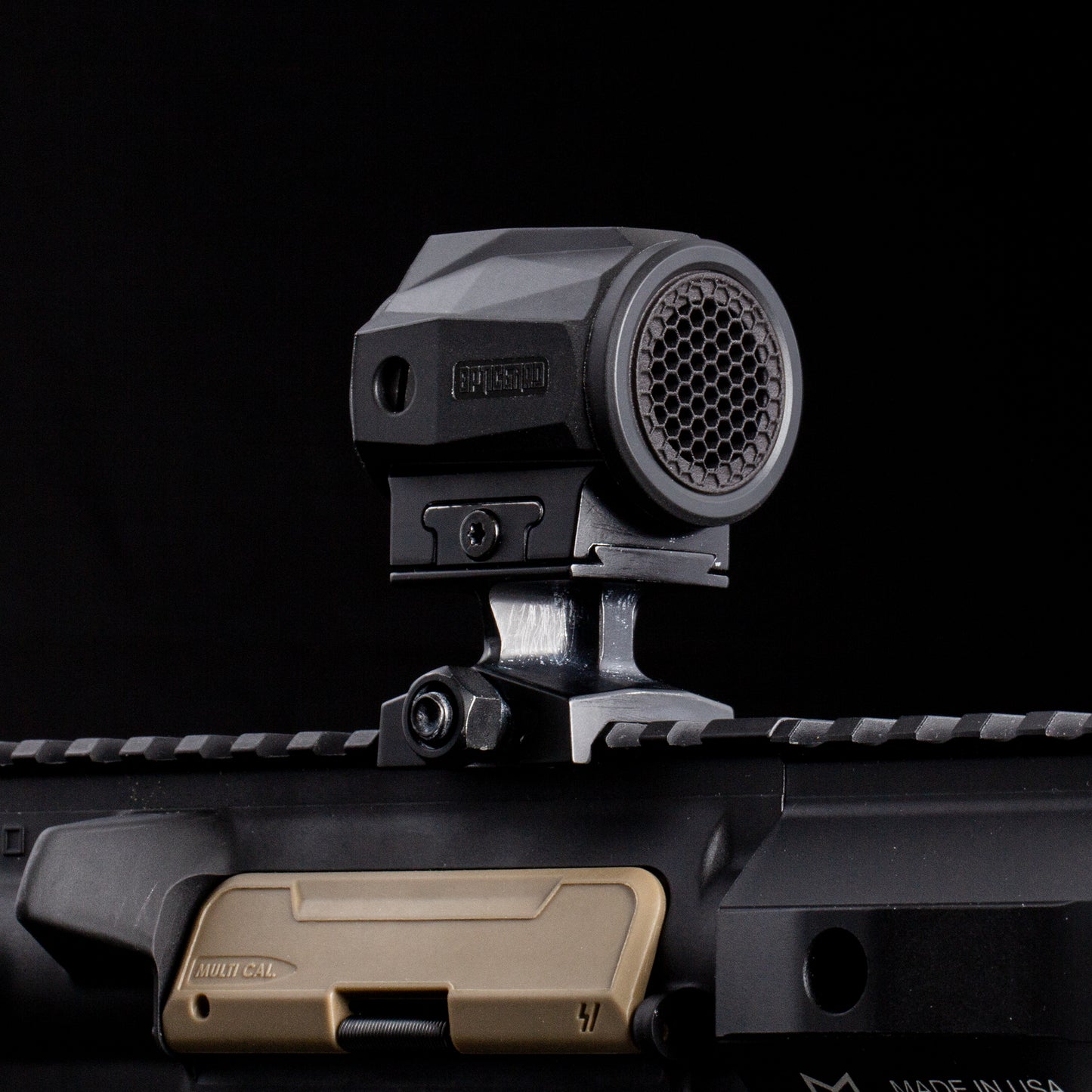 Black Optic Scope Cover with GlareGard Killflash Lens Installed for Holosun® SCRS