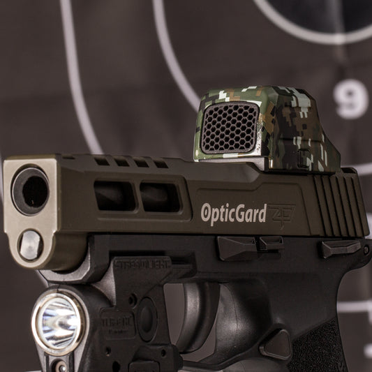 OD Green Camo Optic Scope Cover with GlareGard Killflash Lens Installed for Holosun® SCS Carry