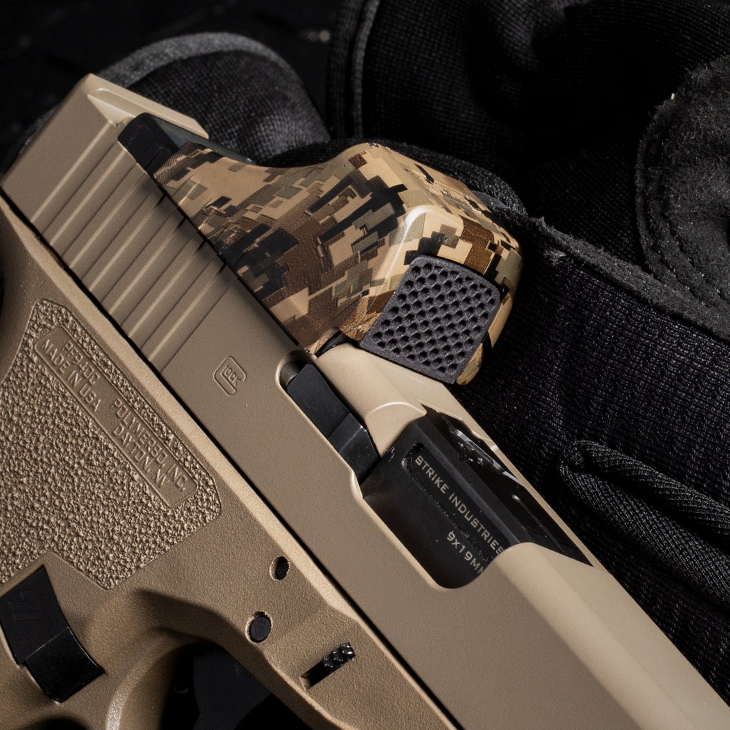 FDE Camo Optic Scope Cover with GlareGard Killflash Lens Installed for Holosun® SCS MOS