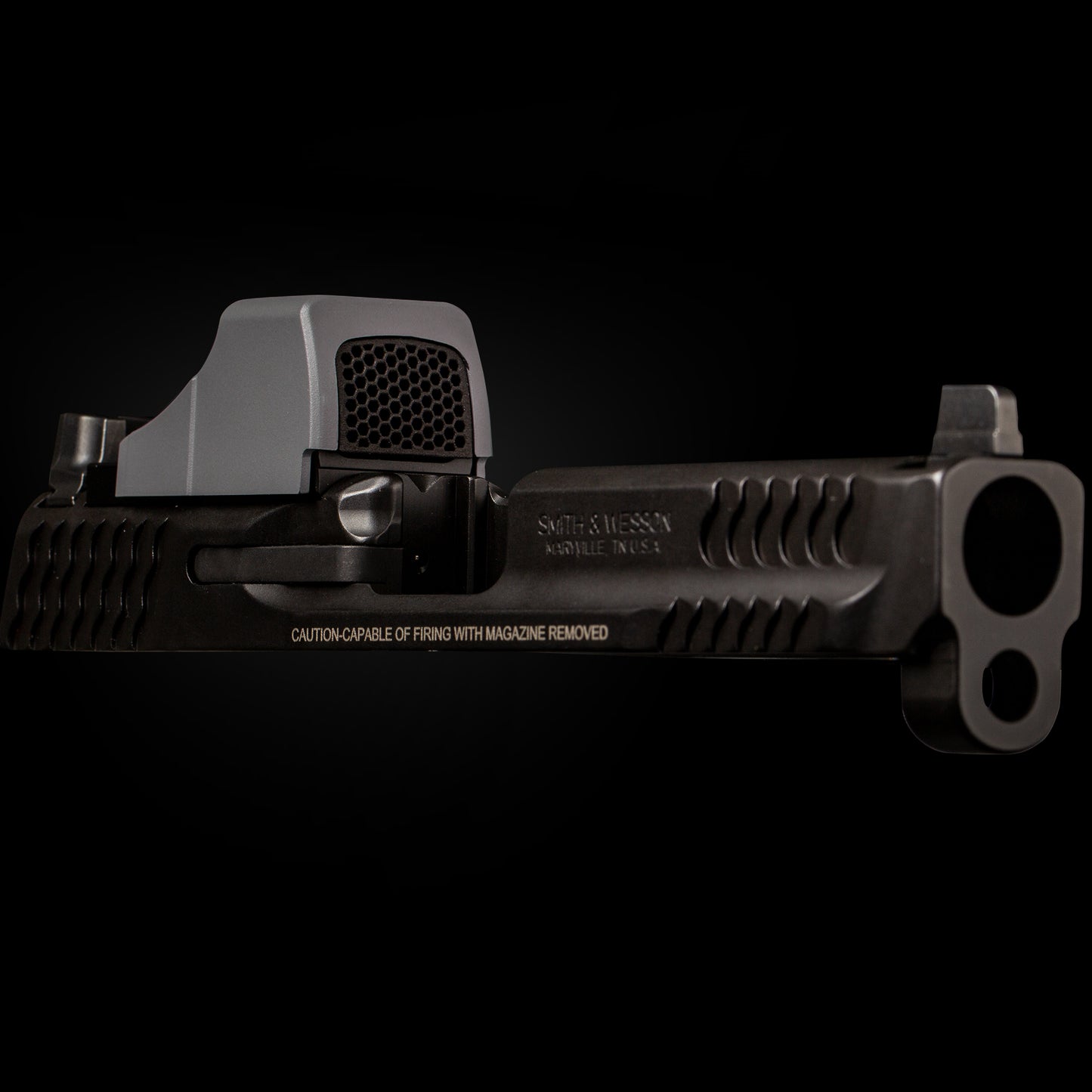 Gunmetal Gray Optic Scope Cover with GlareGard Killflash Anti-Reflective Lens Installed for Holosun® SCS MP2