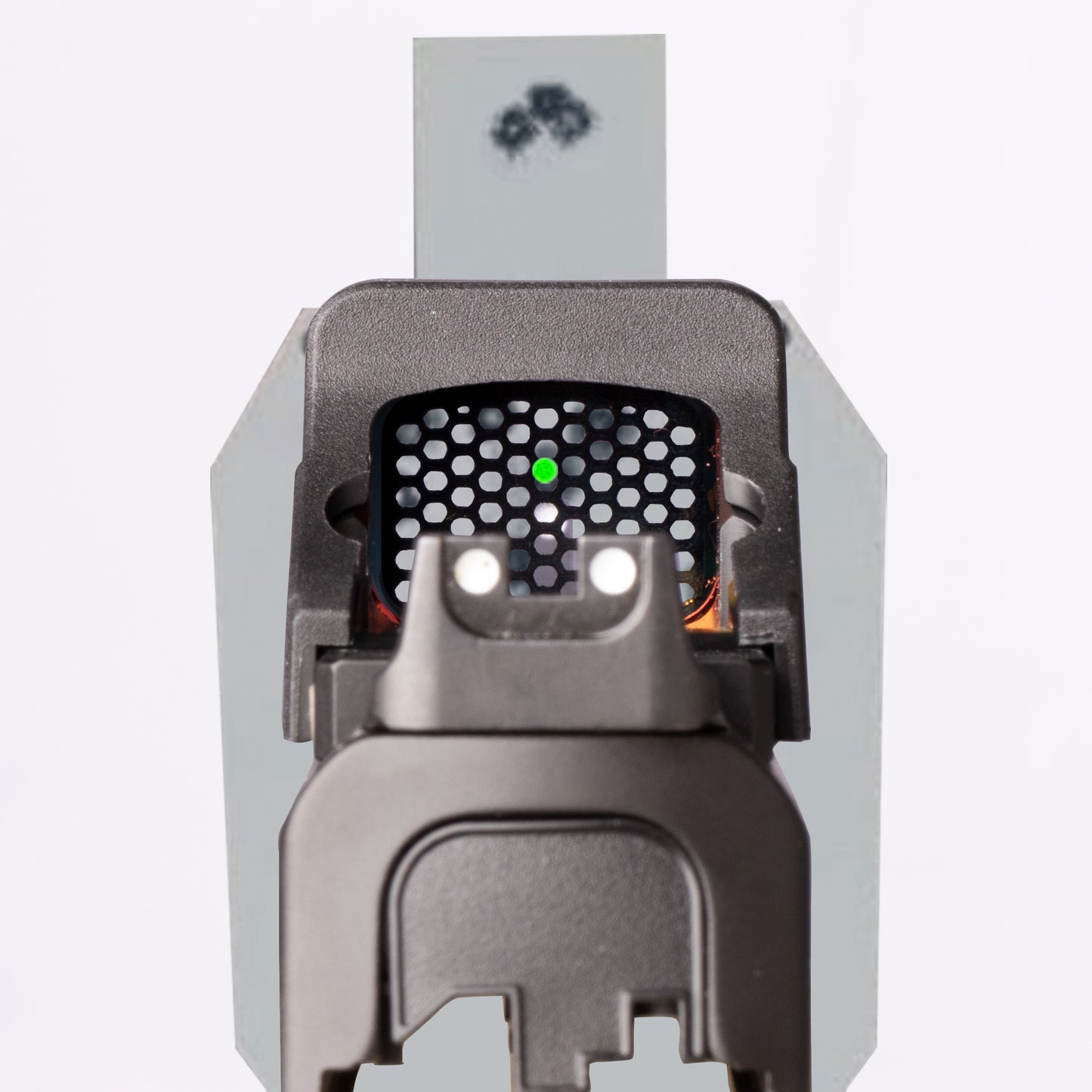 Black Optic Scope Cover with GlareGard Killflash Anti-Reflective Lens Installed for Holosun® SCS MP2 - Rear View