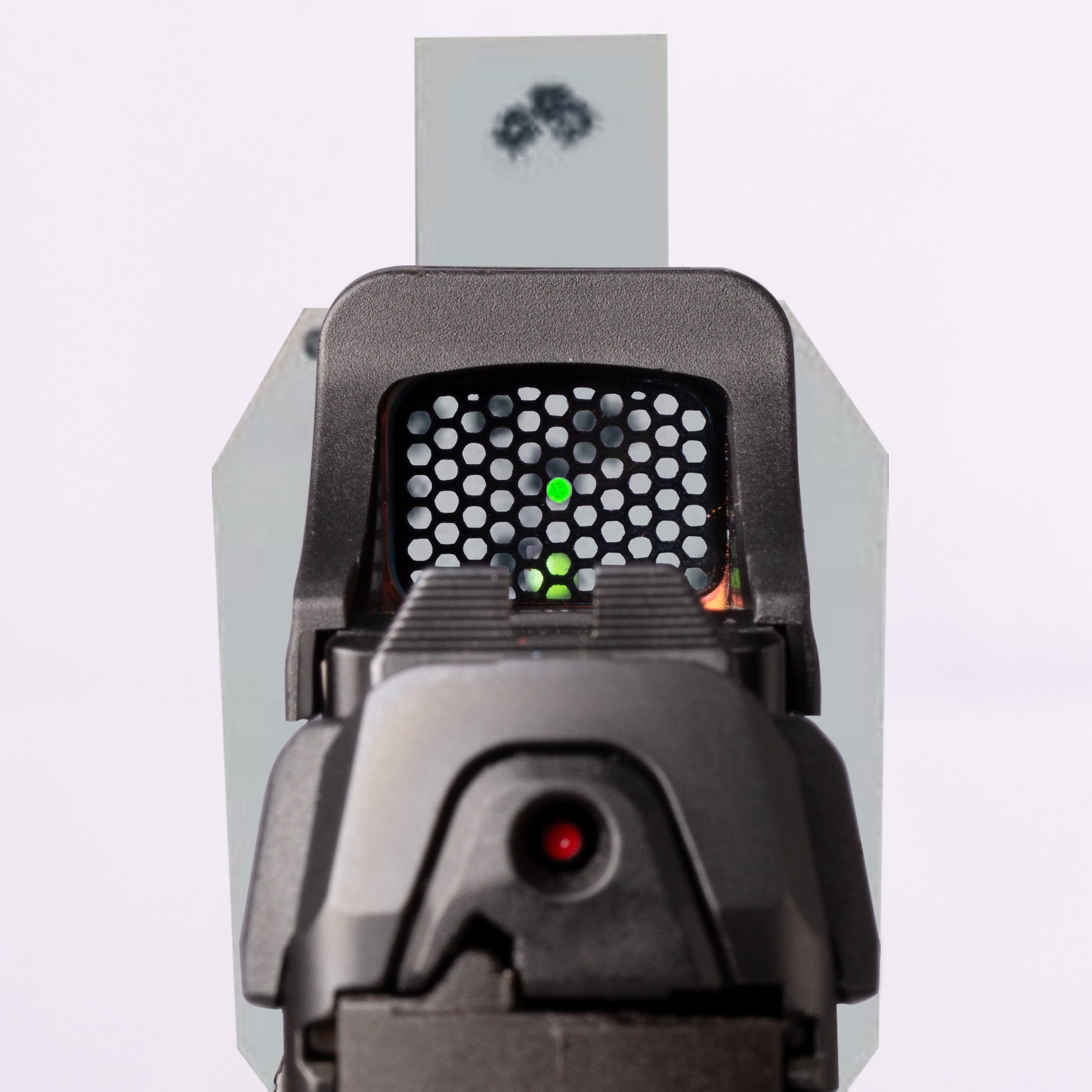 Black Optic Scope Cover with GlareGard Killflash Anti-Reflective Lens Installed for Holosun® SCS VP9 - Rear View