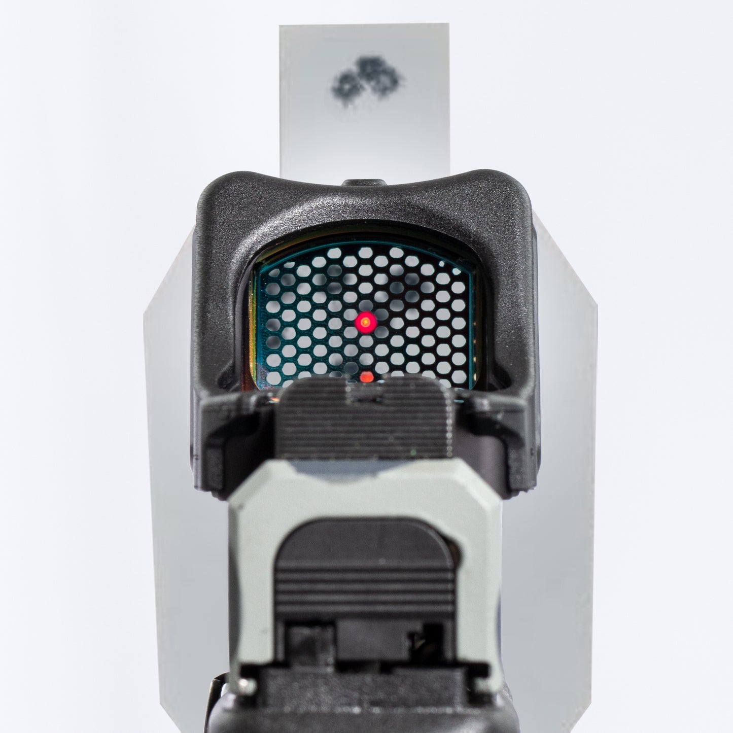 Black Optic Scope Cover with GlareGard Killflash Lens Installed for Trijicon® RMR HD - Rear View