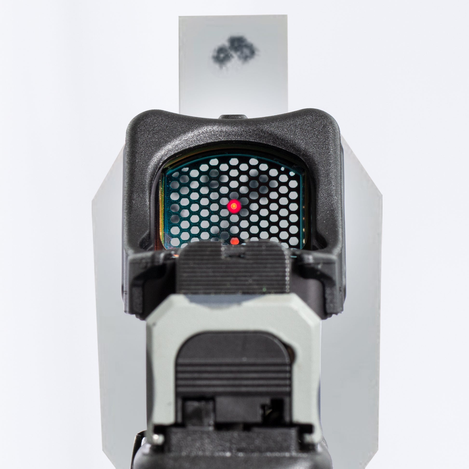 Black Optic Scope Cover with GlareGard Killflash Lens Installed for Trijicon® RMR HD - Rear View
