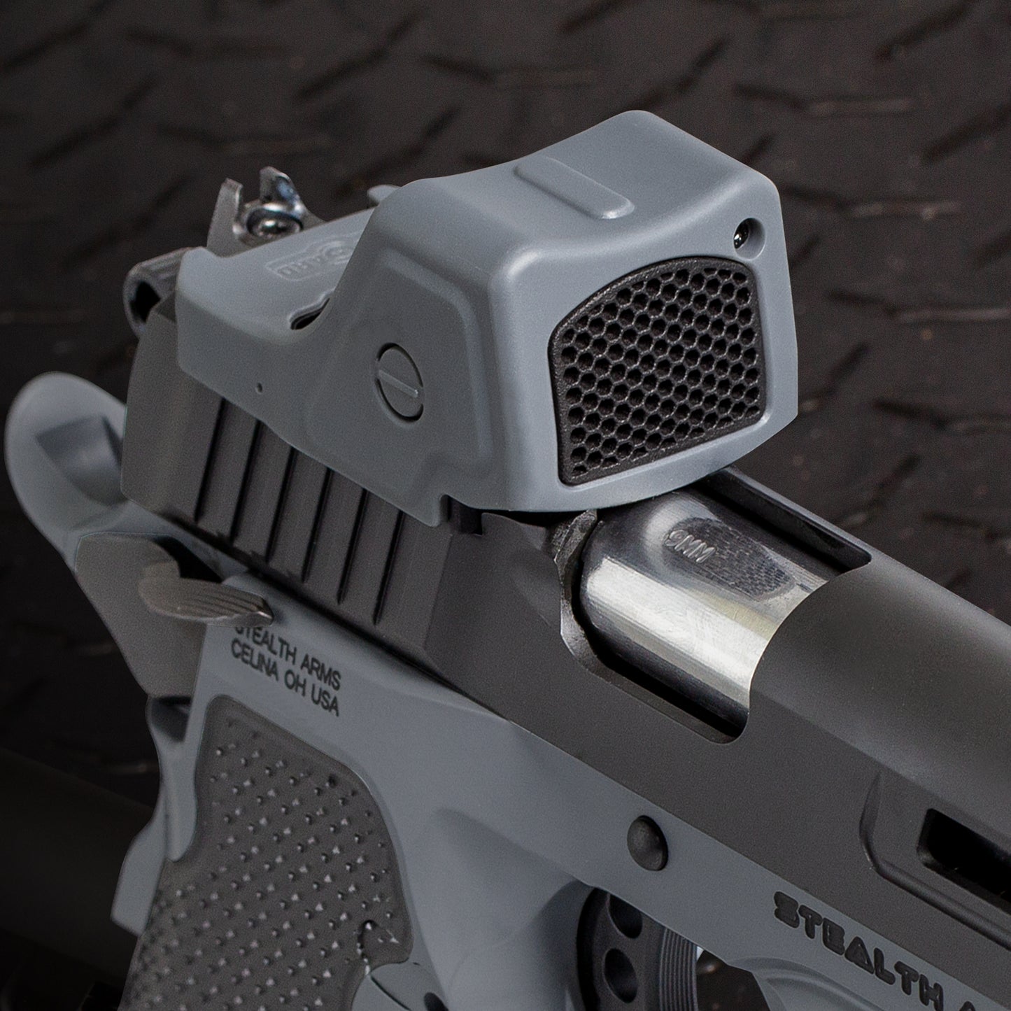 Gunmetal Gray Optic Scope Cover with GlareGard Killflash Lens Installed for Trijicon® RMR HD