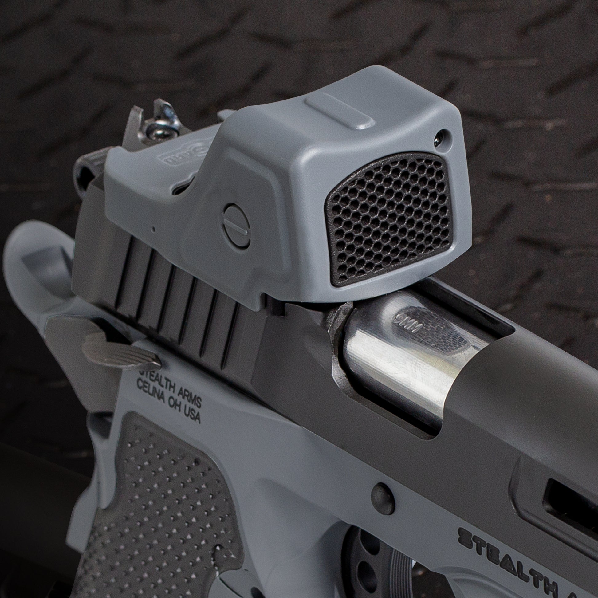 Gunmetal Gray Optic Scope Cover with GlareGard Killflash Lens Installed for Trijicon® RMR HD