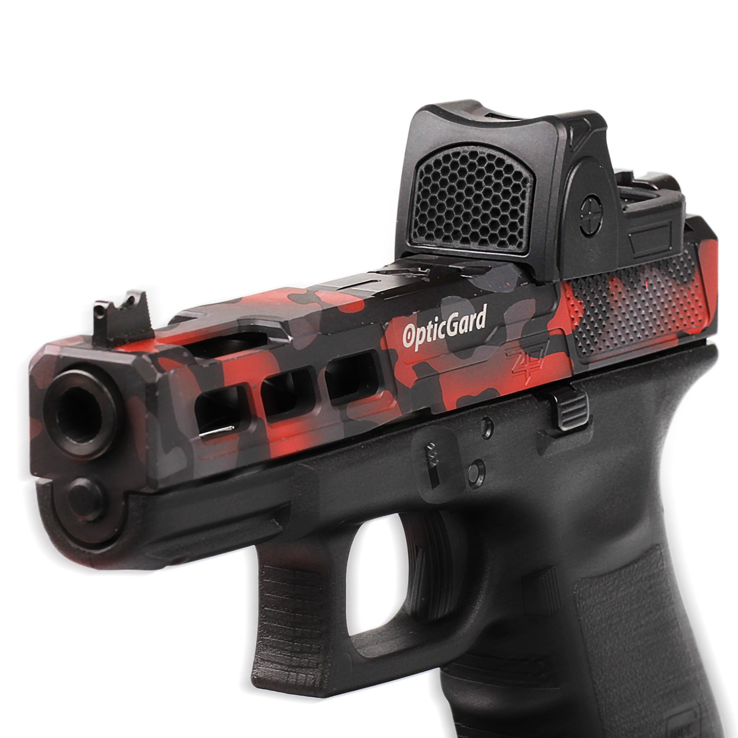 Black Optic Scope Cover with GlareGard Killflash Lens Installed for Trijicon® RMR