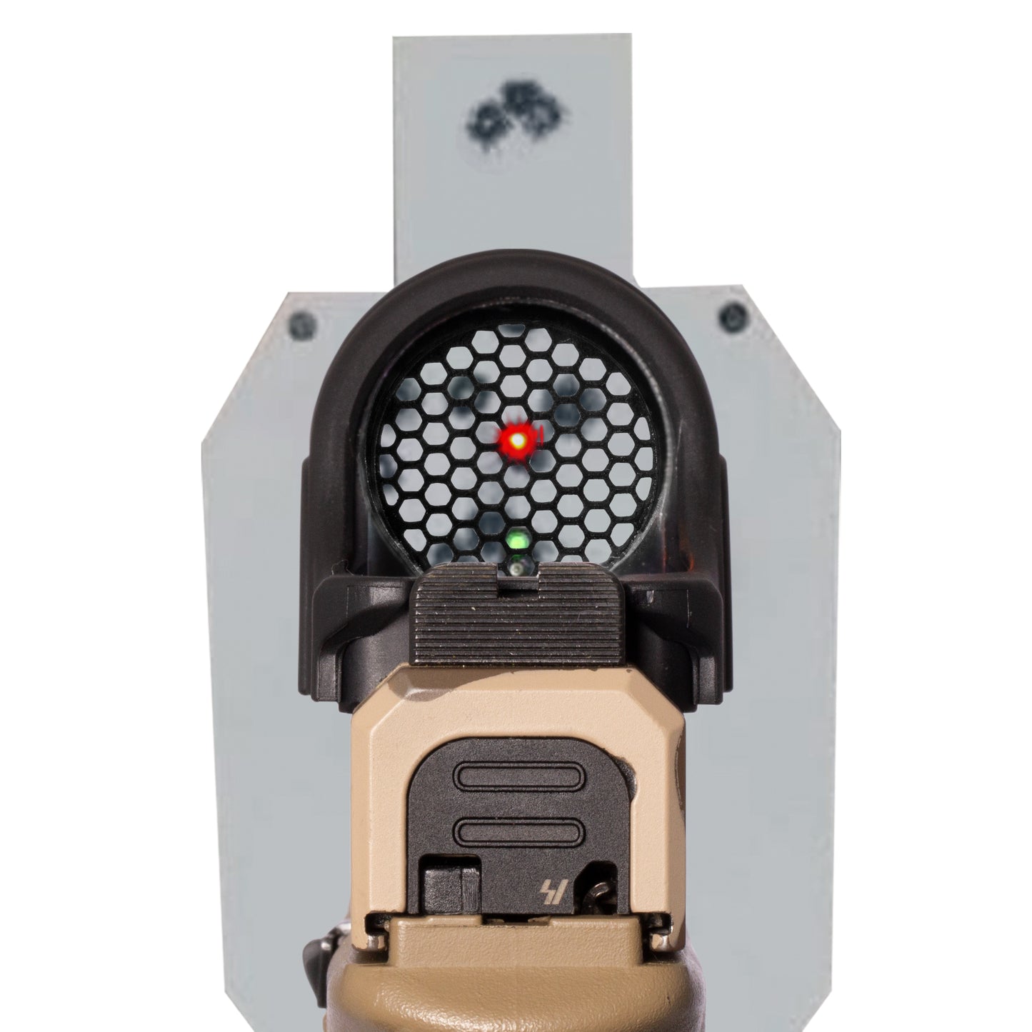 Black Optic Scope Cover with GlareGard Killflash Lens Installed for Trijicon® SRO - Rear View