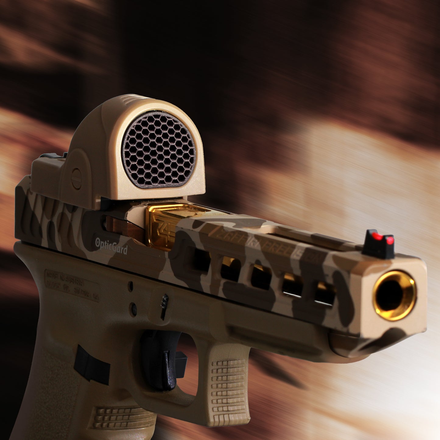 FDE Optic Scope Cover with GlareGard Killflash Lens Installed for Trijicon® SRO