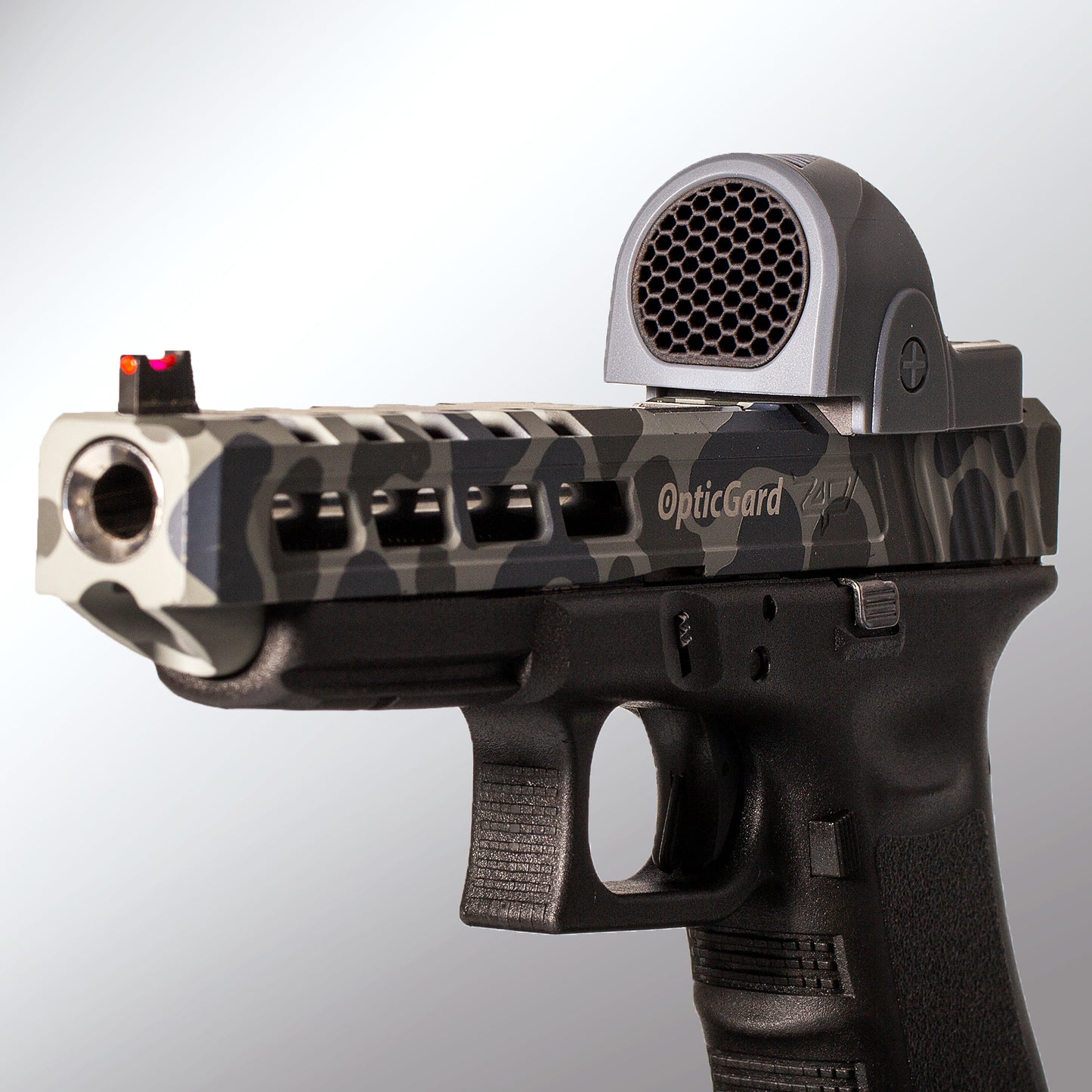 Gunmetal Gray Optic Scope Cover with GlareGard Killflash Lens Installed for Trijicon® SRO