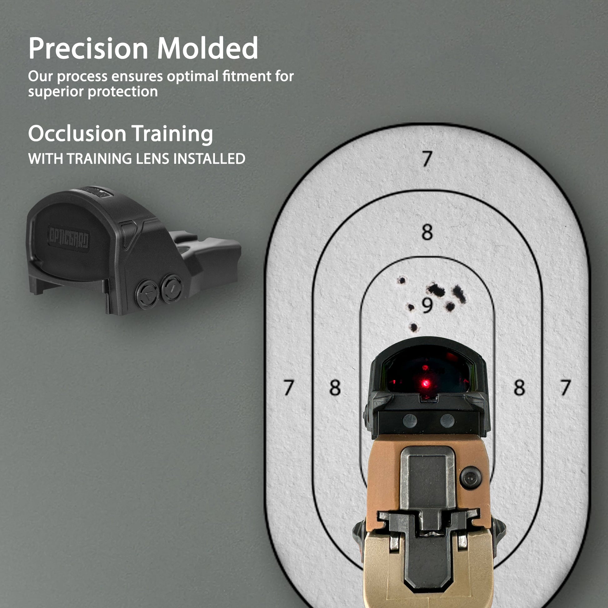 Black OpticGard Scope Cover for SIG SAUER® Romeo1Pro - Rear View With Training Lens Installed for Occlusion Training