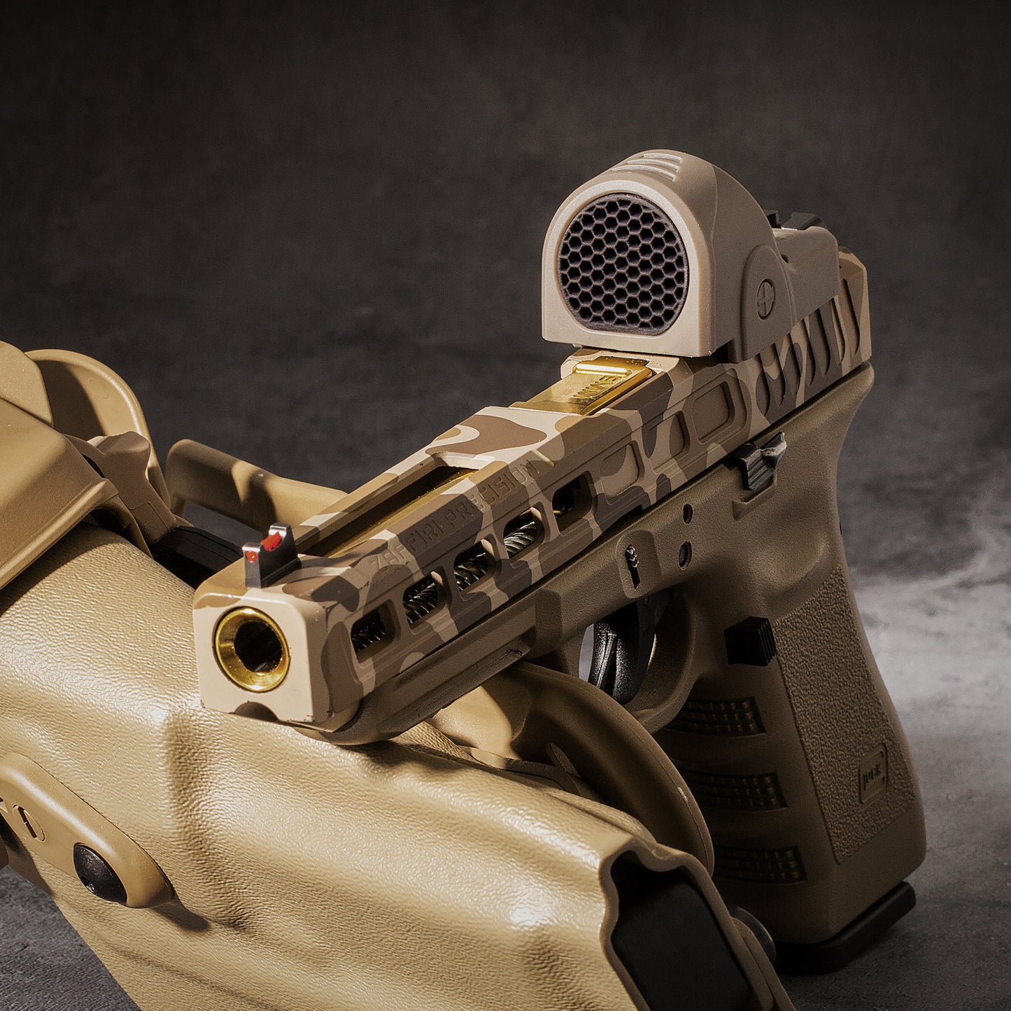 FDE Optic Scope Cover with GlareGard Killflash Lens Installed for Trijicon® SRO
