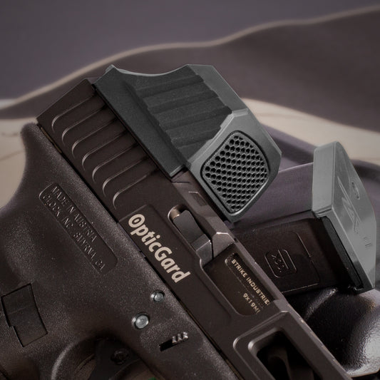 Black Optic Scope Cover with GlareGard Killflash Lens Installed for Holosun® SCS 320