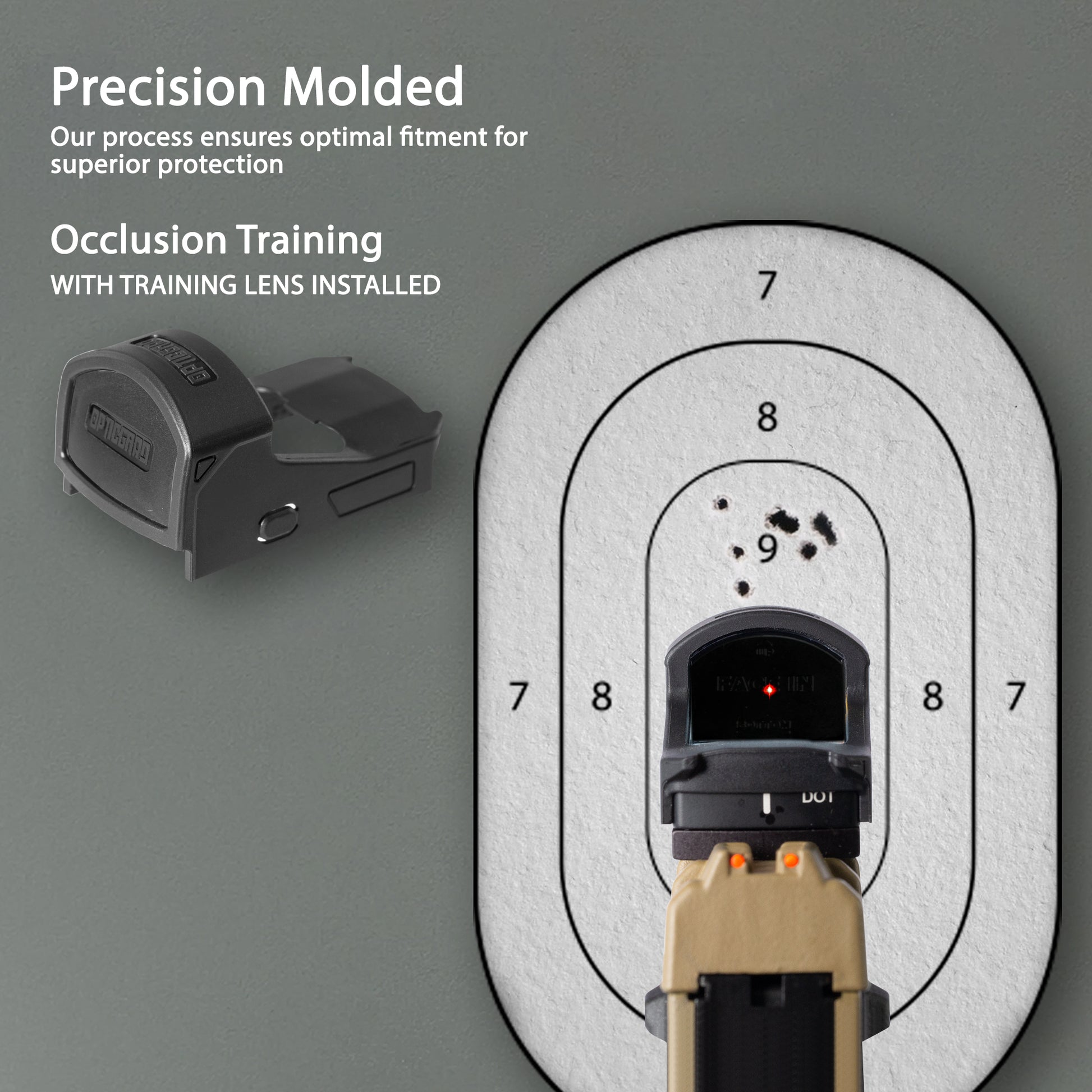 Black OpticGard Scope Cover for Burris® FastFire3 - Rear View With Training Lens Installed for Occlusion Training 