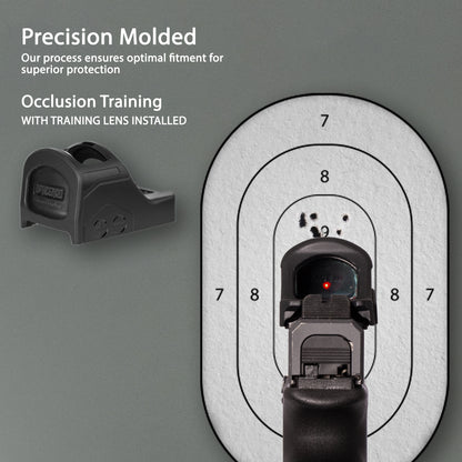 Black OpticGard Scope Cover for Holosun® 507C - Rear View With Training Lens Installed for Occlusion Training