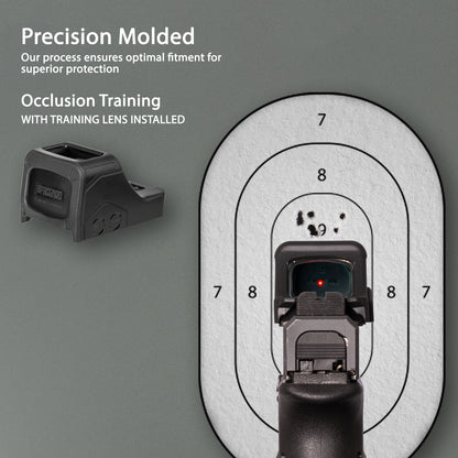 Black OpticGard Scope Cover for Holosun® 508T - Rear View With Training Lens Installed for Occlusion Training