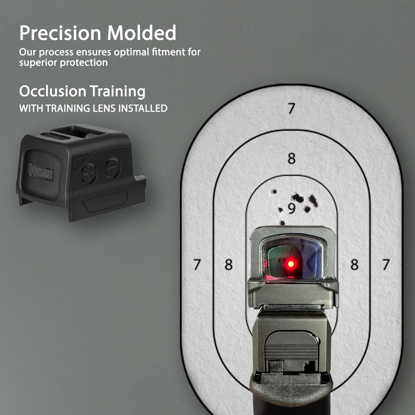 Black OpticGard Scope Cover for Holosun® 509T - Rear View With Training Lens Installed for Occlusion Training