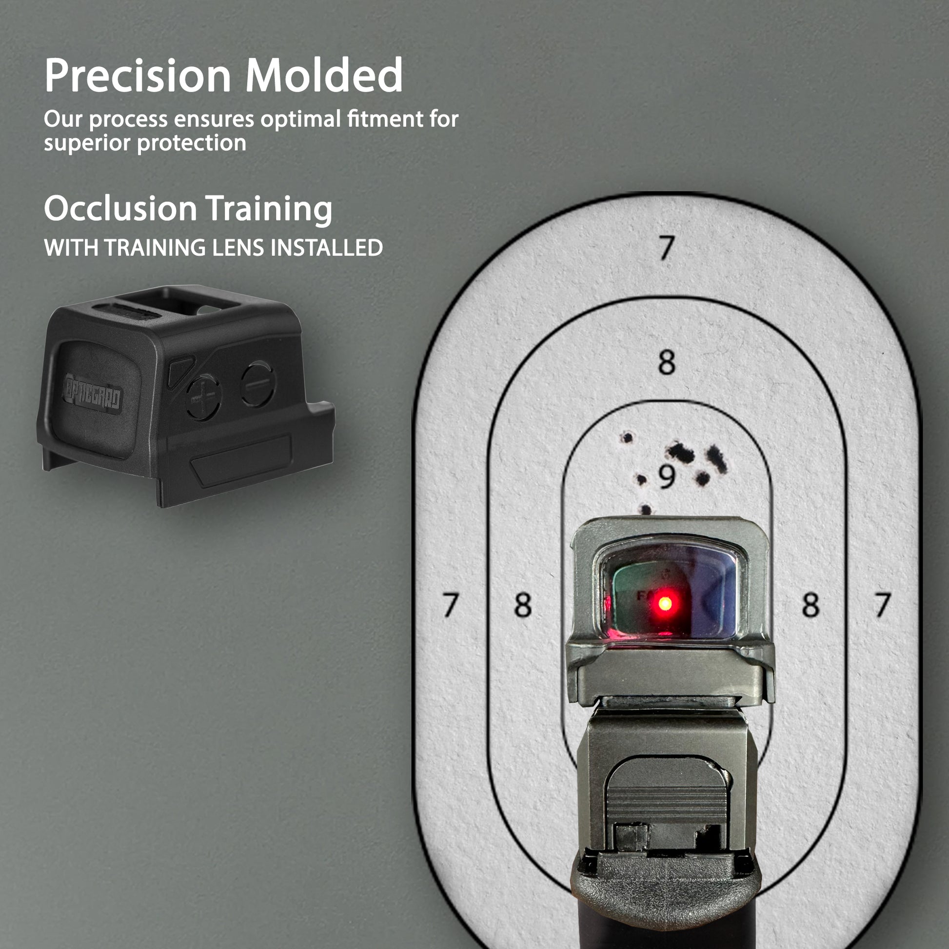 Black OpticGard Scope Cover for Holosun® 509T - Rear View With Training Lens Installed for Occlusion Training