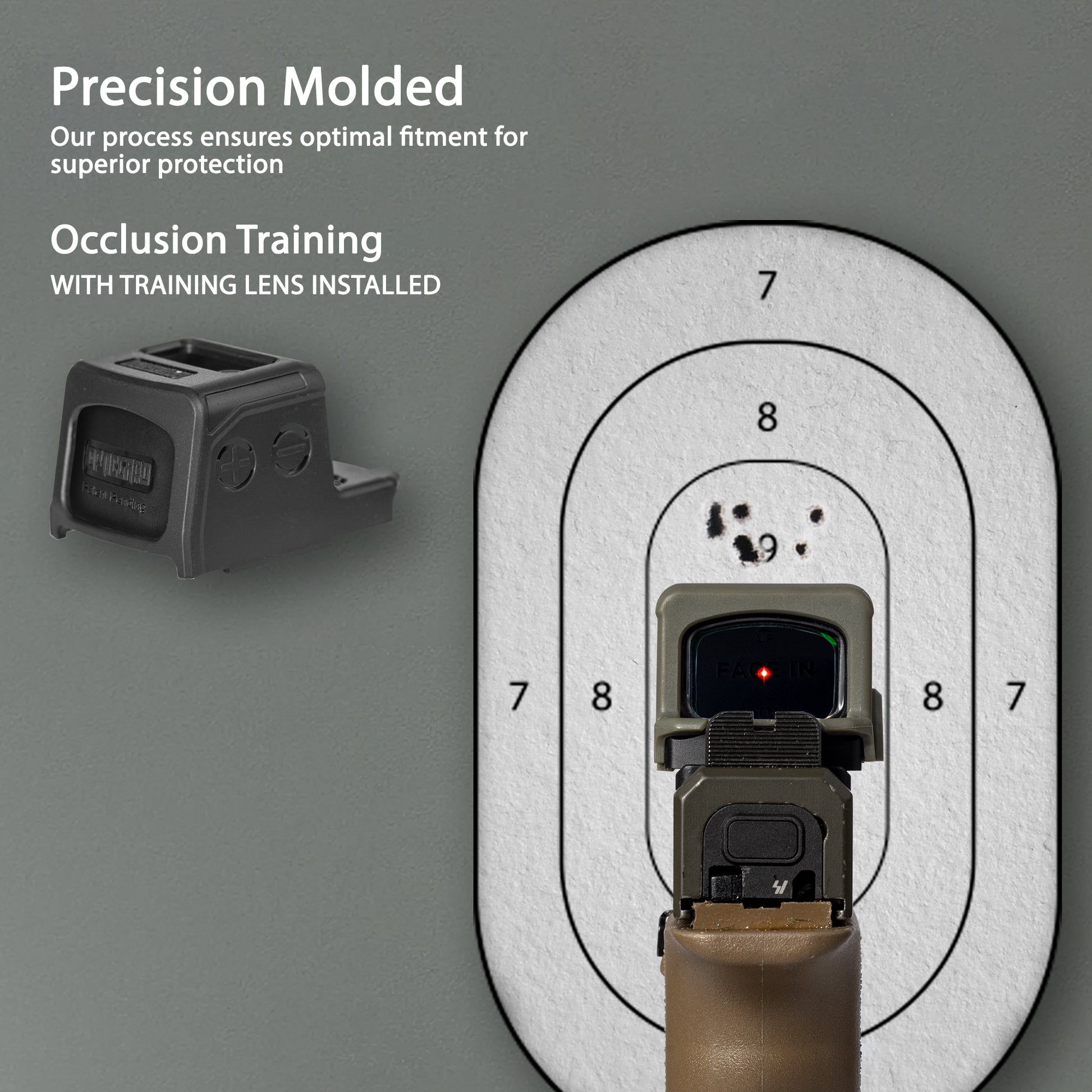 Black OpticGard Scope Cover for Holosun® EPS - Rear View With Training Lens Installed for Occlusion Training