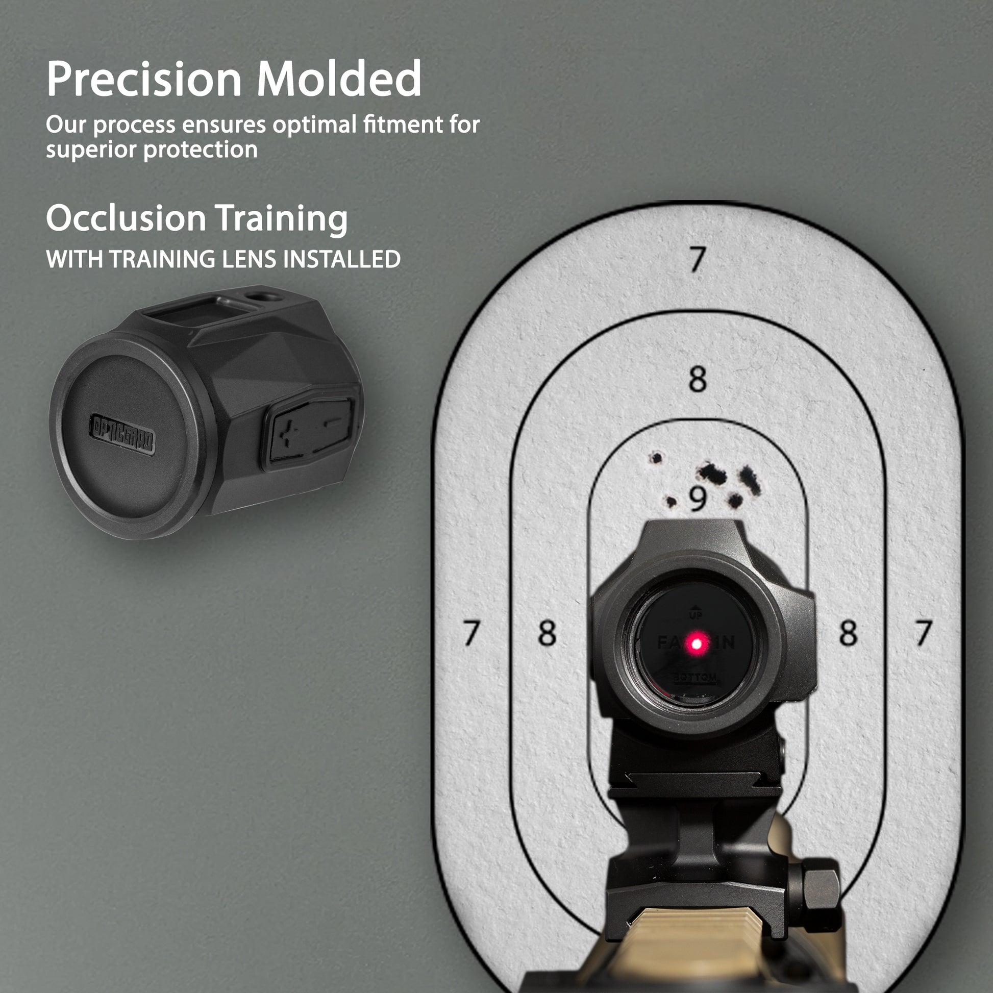 Black OpticGard Scope Cover for Holosun® SCRS - Rear View With Training Lens Installed for Occlusion Training