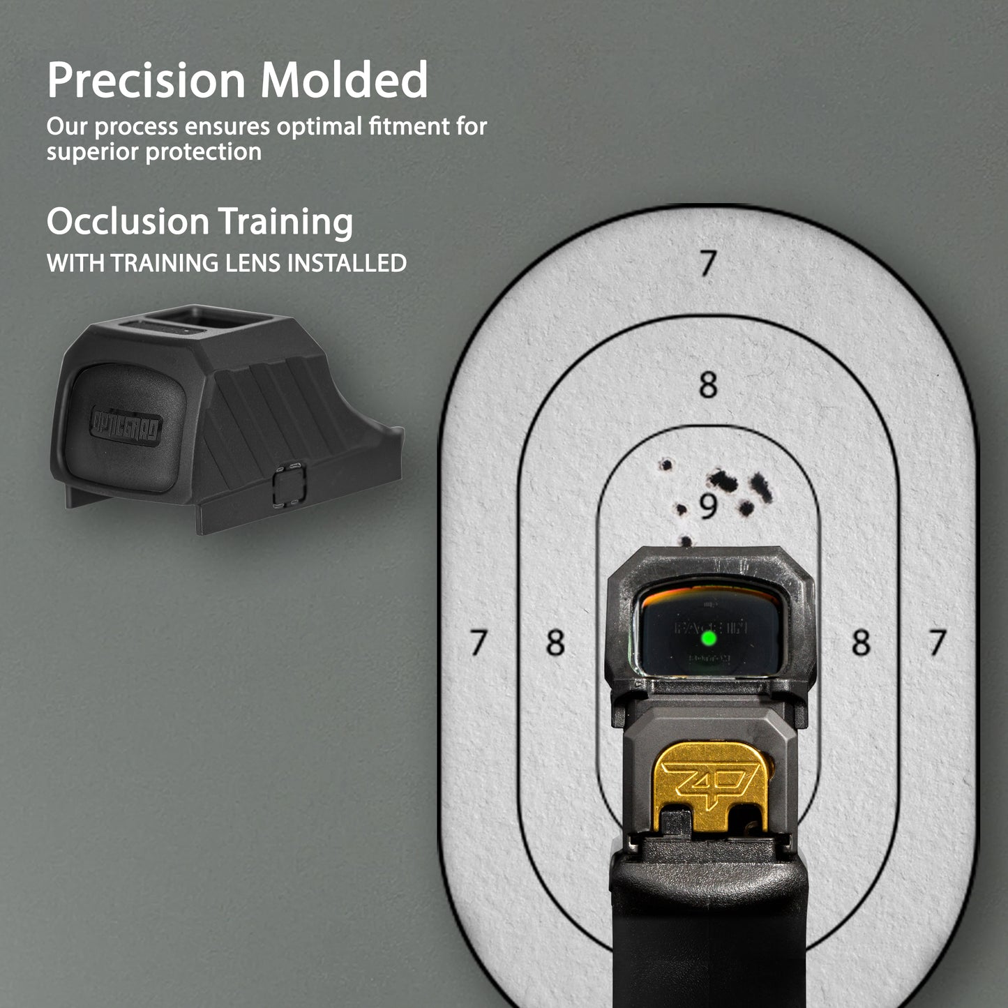 Black OpticGard Scope Cover for Holosun® SCS 320 - Rear View With Training Lens Installed for Occlusion Training