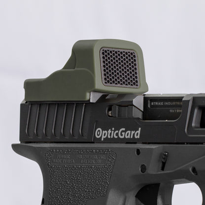 OD Green Optic Scope Cover with GlareGard Killflash Lens Installed for Eotech® EFLX - Side Profile facing to the right