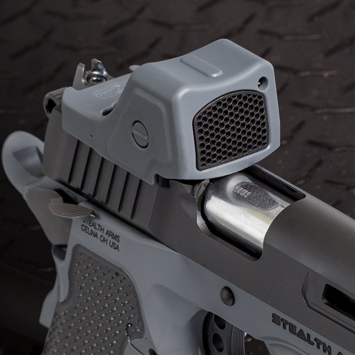 Gunmetal Gray Optic Scope Cover with GlareGard Killflash Lens Installed for Trijicon® RMR HD