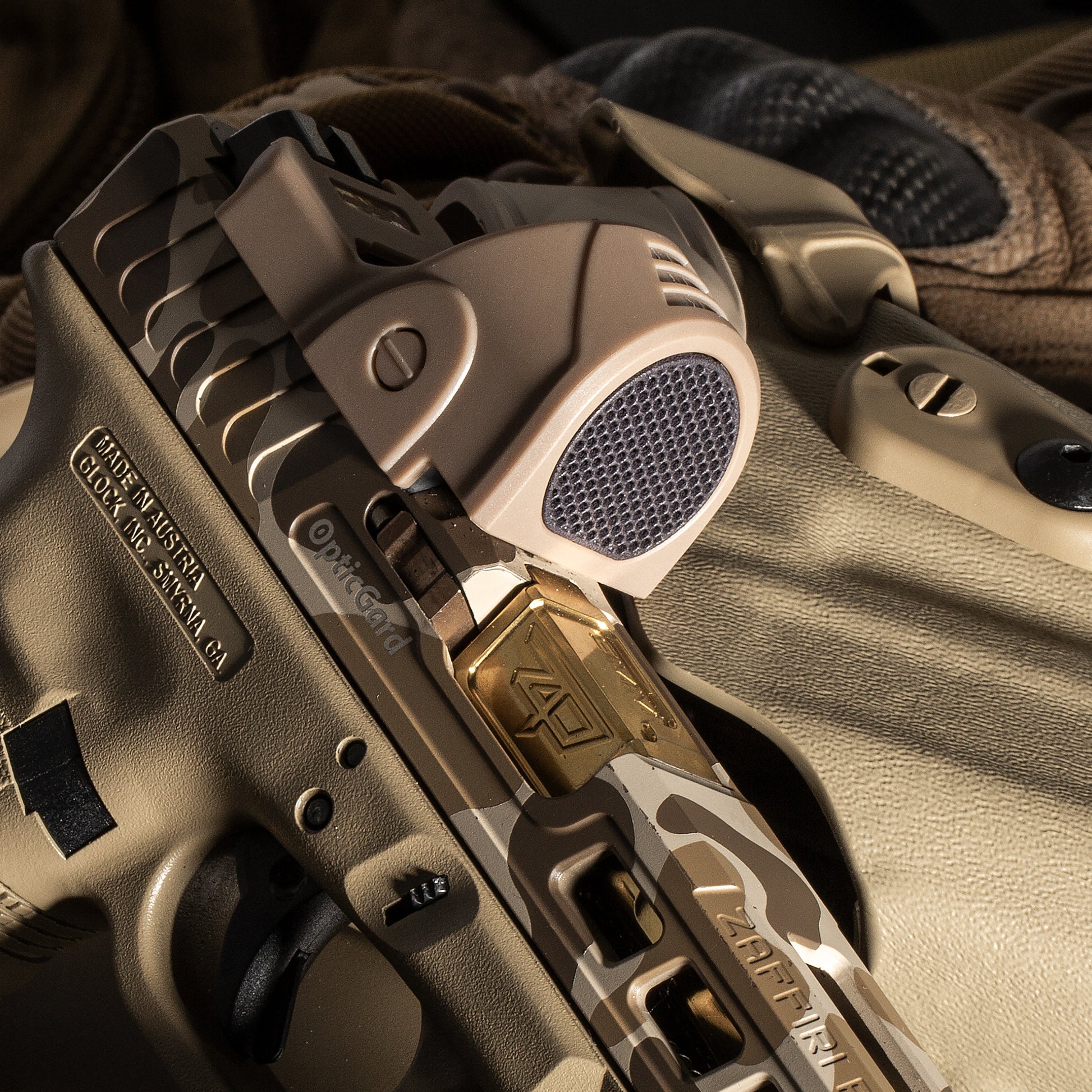 FDE Optic Scope Cover with GlareGard Killflash Lens Installed for Trijicon® SRO