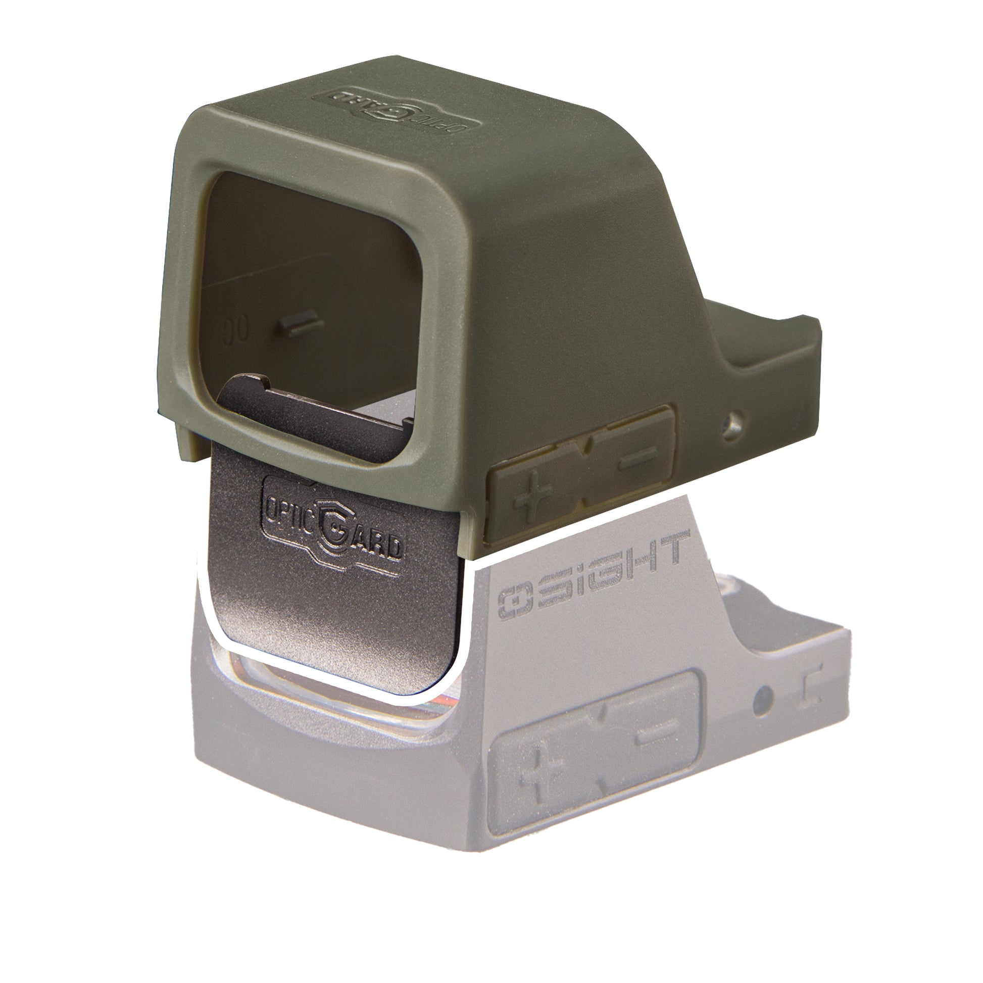 A green OpticGard Cover for Osight C shown against a plain white background.