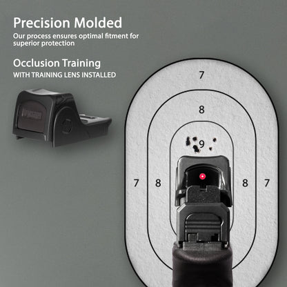 Black OpticGard Scope Cover for Trijicon® RMRcc - Rear View With Training Lens Installed for Occlusion Training