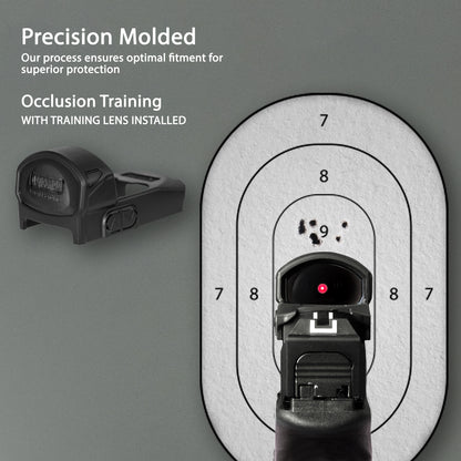 Black OpticGard Scope Cover for Vortex® Venom - Rear View With Training Lens installed for Occlusion Training