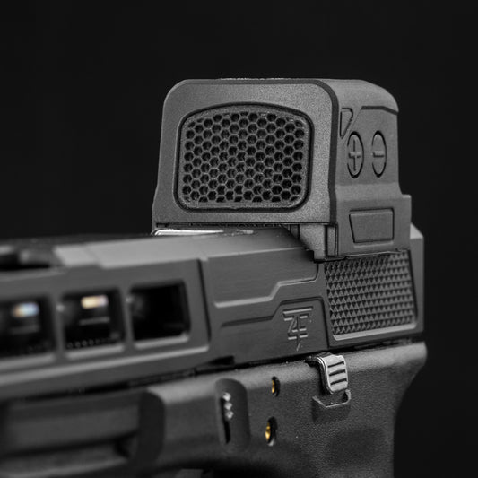 Black Optic Scope Cover with GlareGard Killflash Lens Installed for Holosun® 509T