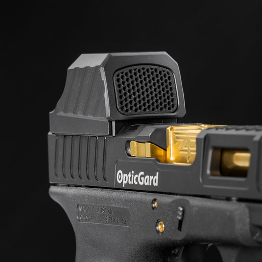 Black Optic Scope Cover with GlareGard Killflash Lens Installed for Holosun® SCS 320